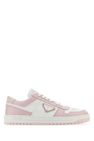 prada downtown leather sneakers pink|Prada knit sneakers women's.